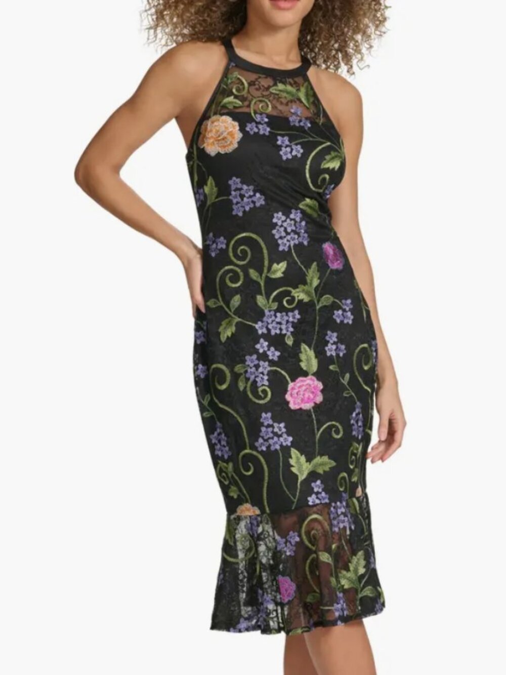 Siena Floral Embroidered Mesh Sheath Dress Size 10